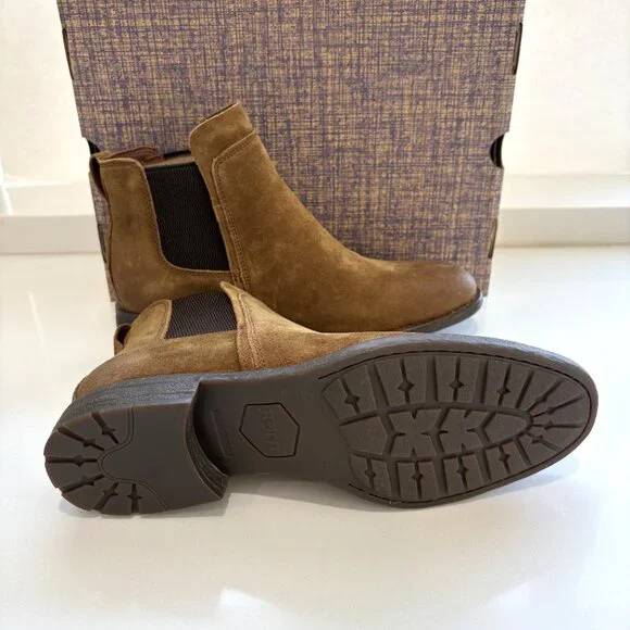 Born Laney Chelsea Boots Distressed Leather Ankle Booties Rust Brown Size 10 NEW - Picture 5 of 7